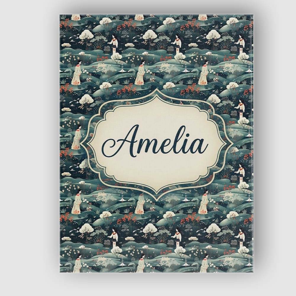 Personalised Name Traditional Asian Women Custom Unique Gift Idea Elegant Feature Canvas Wall Art Print Decor Picture Ready to Hang