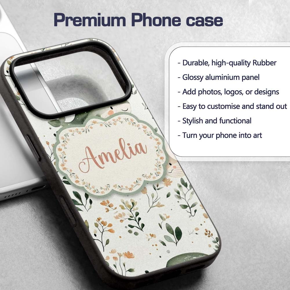 Cute Baby Whale Ocean Floral Watercolor Seamless Custom Name Protective Phone Case Mobile Cover Durable Everyday Smartphone Shock Resistant
