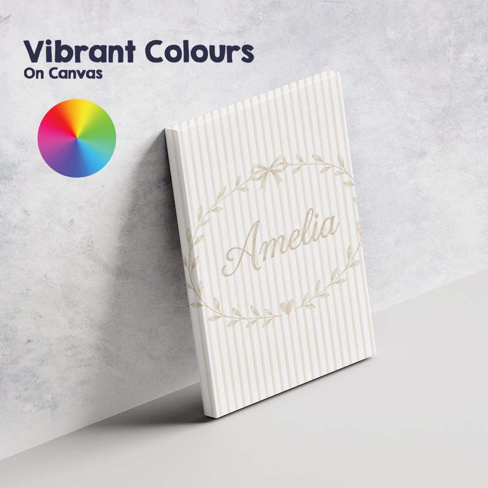 Personalised Name Minimal Vertical Stripe Custom Unique Gift Idea Elegant Feature Canvas Wall Art Print Decor Picture Ready to Hang
