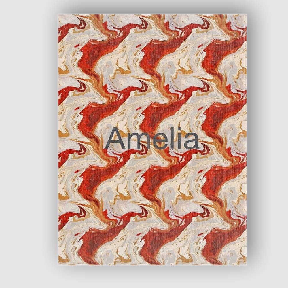 Personalised Name Abstract Marble Red Beige Custom Bespoke Interior Contemporary Canvas Wall Art Print Decor Picture Ready to Hang