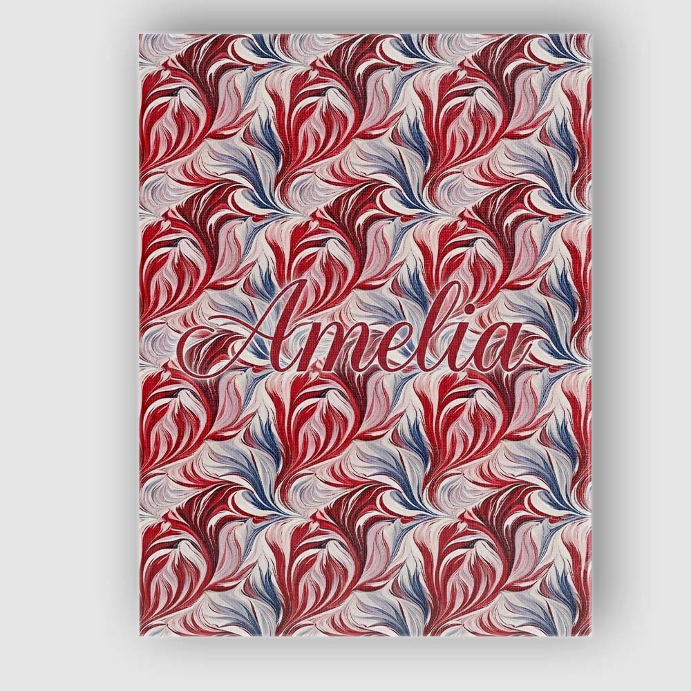 Personalised Name Red White Blue Fluid Custom Modern Room Accent Elegant Feature Canvas Wall Art Print Decor Picture Ready to Hang