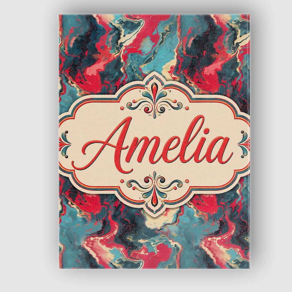 Personalised Name Teal Coral Abstract Custom Modern Room Accent Creative Decorator Style Canvas Wall Art Print Decor Picture Ready to Hang