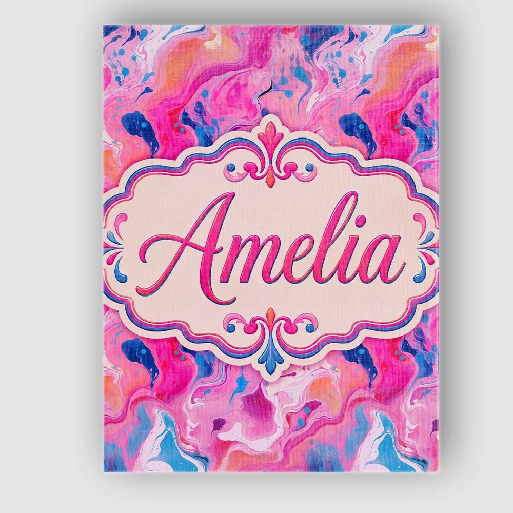 Personalised Name Vibrant Pink Blue Abstract Custom Bespoke Contemporary Display Canvas Wall Art Print Decor Picture Ready to Hang