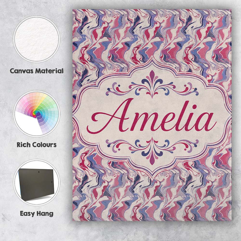 Personalised Name Soft Pink Blue Abstract Custom Unique Gift Idea Elegant Feature Canvas Wall Art Print Decor Picture Ready to Hang