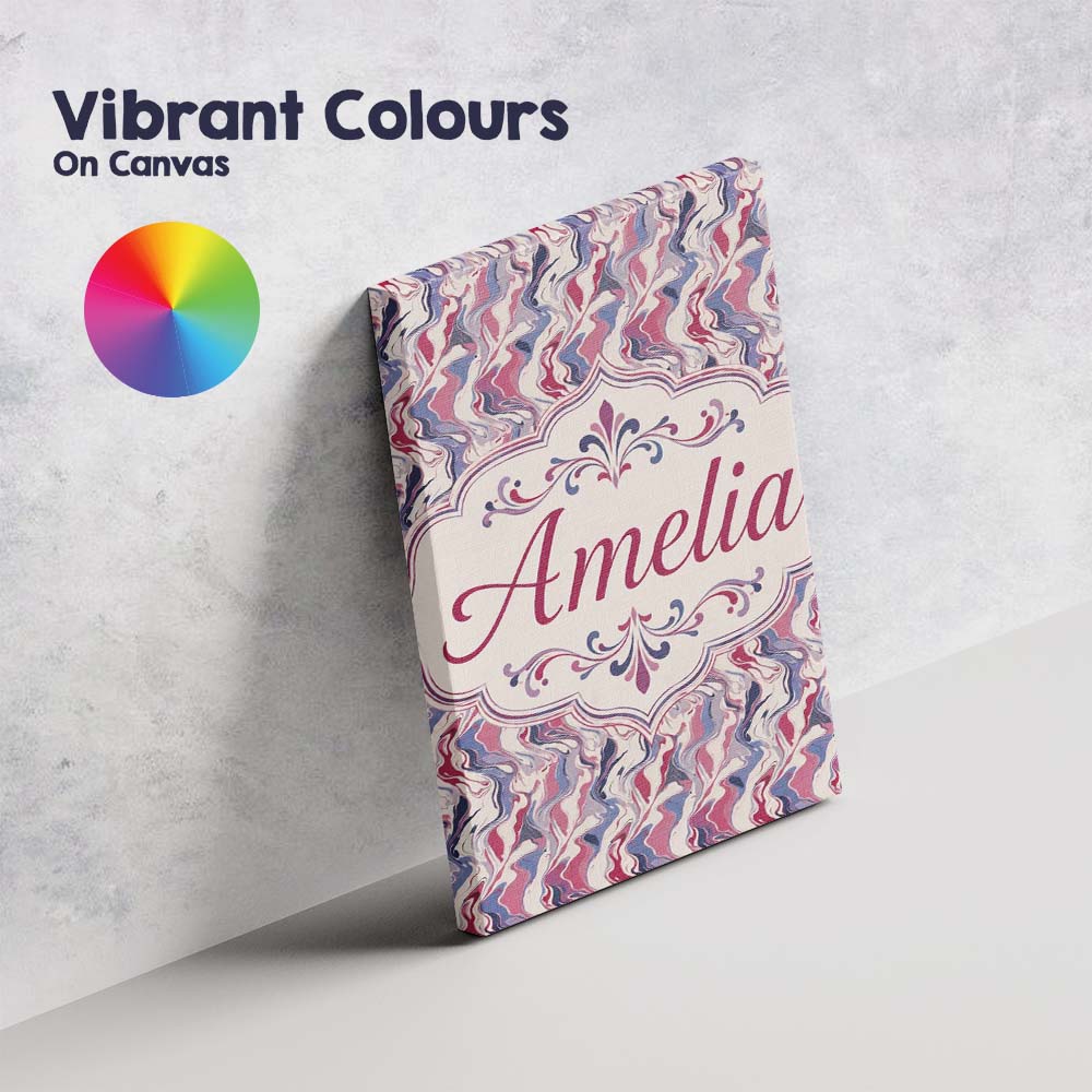 Personalised Name Soft Pink Blue Abstract Custom Unique Gift Idea Elegant Feature Canvas Wall Art Print Decor Picture Ready to Hang