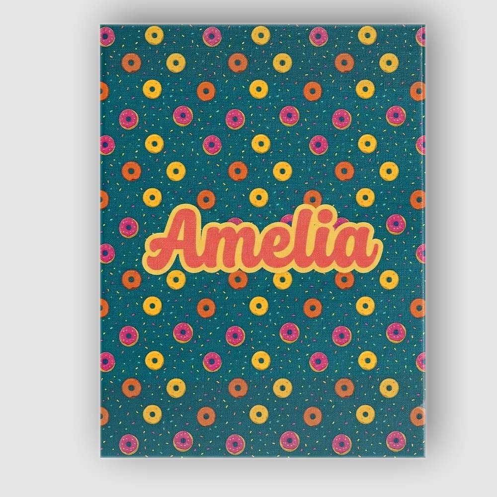 Personalised Name Fun Sprinkle Donut Custom Premium Decorative Design Modern Room Accent Canvas Wall Art Print Decor Picture Ready to Hang