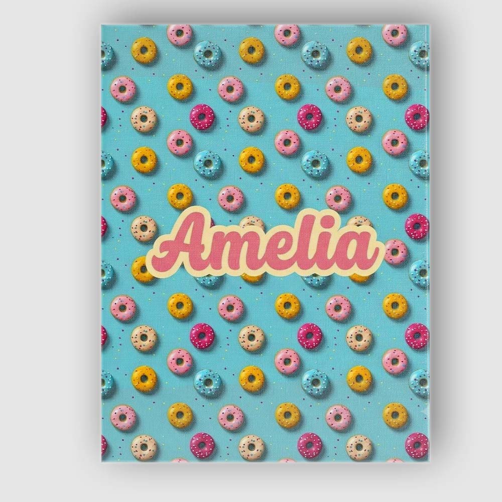 Personalised Name Pastel Donut Sweet Treat Custom Unique Gift Idea Elegant Feature Canvas Wall Art Print Decor Picture Ready to Hang