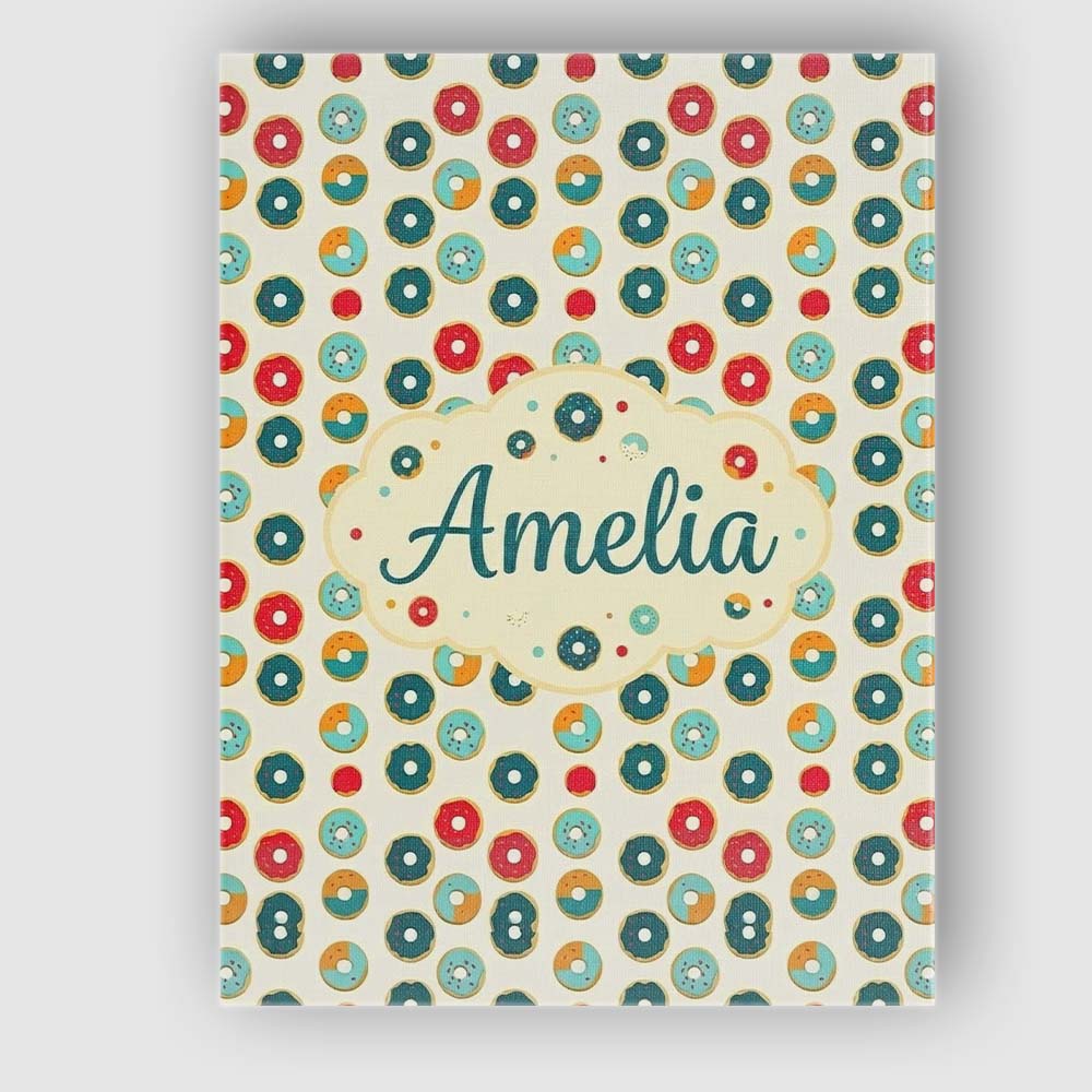 Personalised Name Minimal Donut Icons on Custom Unique Gift Idea Elegant Feature Canvas Wall Art Print Decor Picture Ready to Hang
