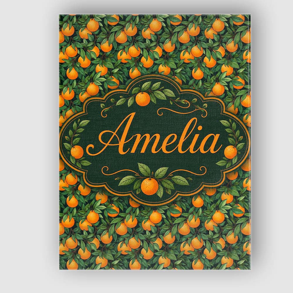 Personalised Name Orange Fruit Leaves Dense Custom Bespoke Interior Contemporary Canvas Wall Art Print Decor Picture Ready to Hang