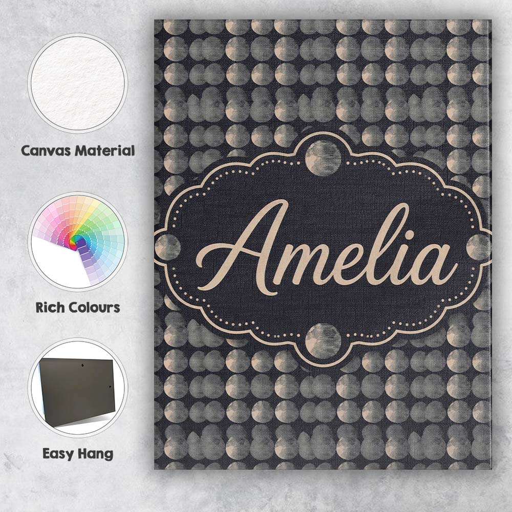 Personalised Name Monochrome Moon Phase Custom Modern Room Accent Elegant Feature Canvas Wall Art Print Decor Picture Ready to Hang