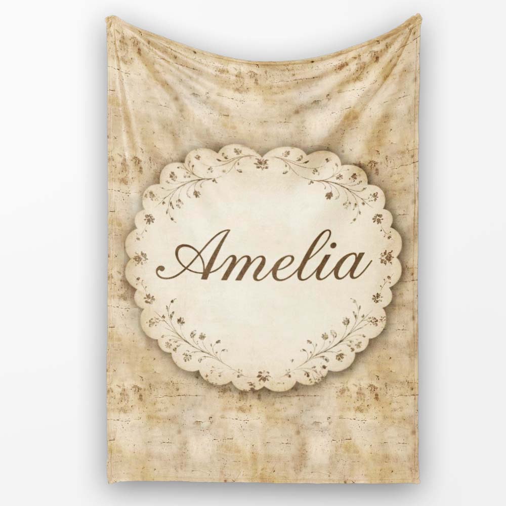 Vintage Grunge Texture Background Pattern in Neutral Tones Seamless Personalised Custom Name Super Soft Fleece Blanket Bed Sofa Throw