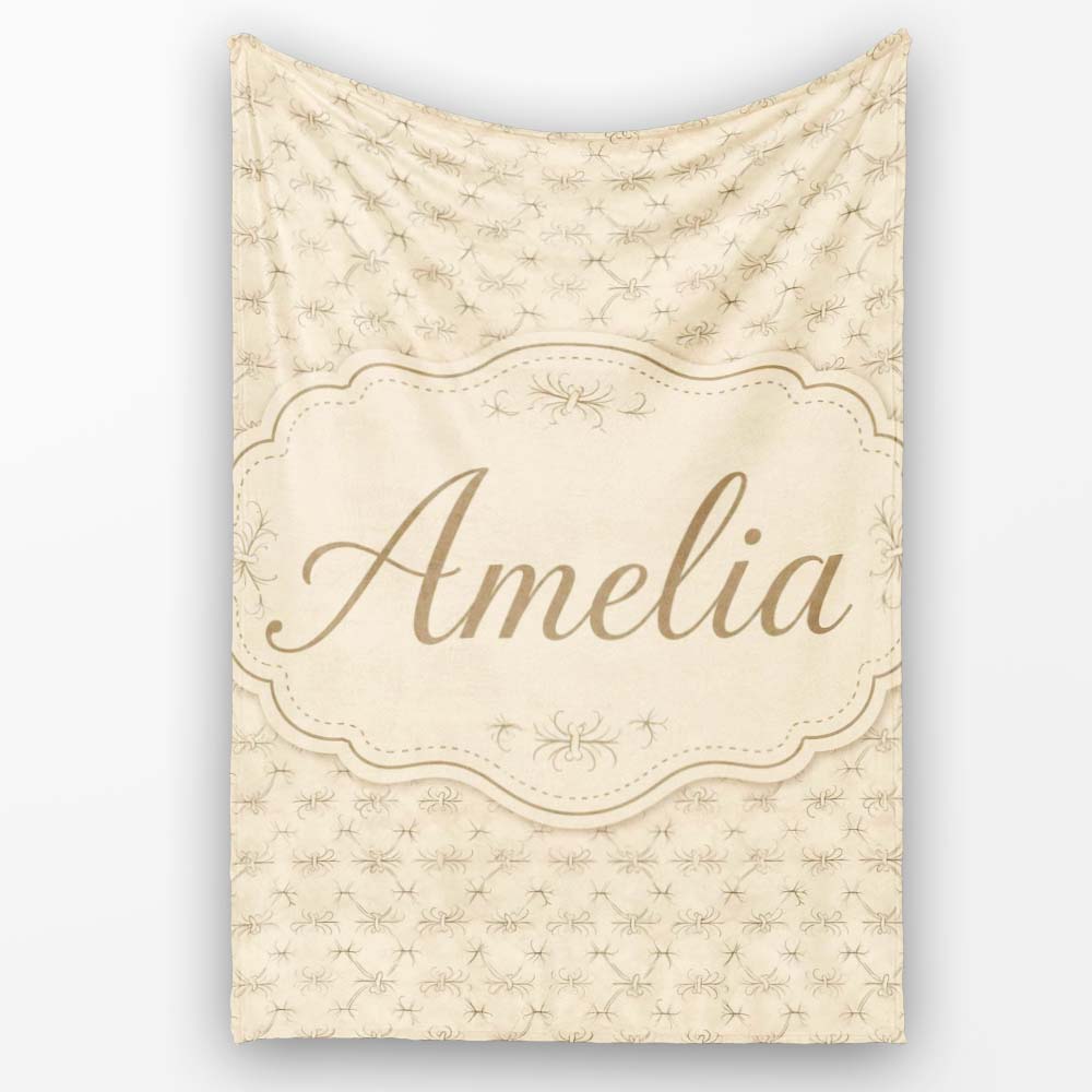 Minimal Spider Line Art Pattern on Vintage Beige Background Personalised Custom Name Super Soft Fleece Blanket Bed Sofa Throw