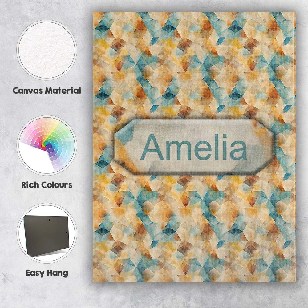 Personalised Name Abstract Geometric Custom Premium Decorative Design Modern Room Accent Canvas Wall Art Print Decor Picture Ready to Hang