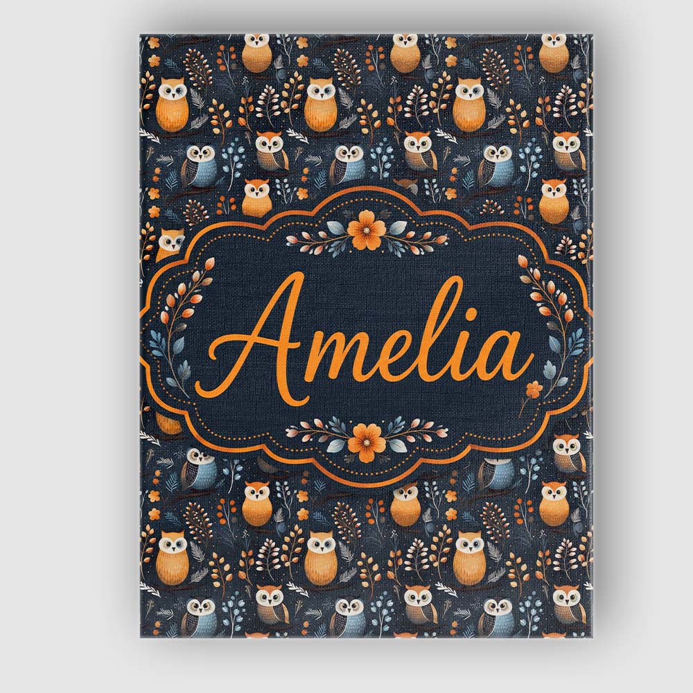 Personalised Name Minimal Cute Owl Birds Custom Unique Gift Idea Elegant Feature Canvas Wall Art Print Decor Picture Ready to Hang