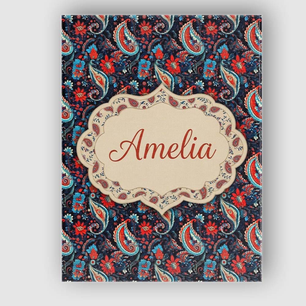 Personalised Name Bold Paisley Floral Custom Modern Room Accent Creative Decorator Style Canvas Wall Art Print Decor Picture Ready to Hang