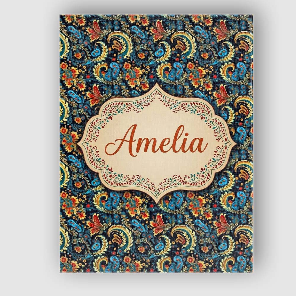 Personalised Name Ornate Paisley Floral Custom Modern Room Accent Elegant Feature Canvas Wall Art Print Decor Picture Ready to Hang