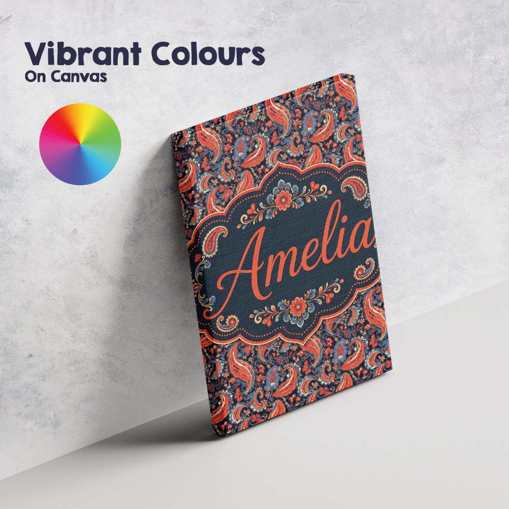 Personalised Name Classic Paisley Floral Custom Unique Gift Idea Elegant Feature Canvas Wall Art Print Decor Picture Ready to Hang