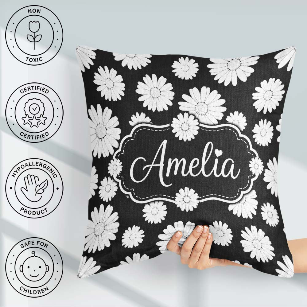 Custom Name Minimal Soft Grey Plain Texture Seamless Background Square Filled Cushion Throw Pillow Sofa Bed Home Decor Zip Washable UK Made