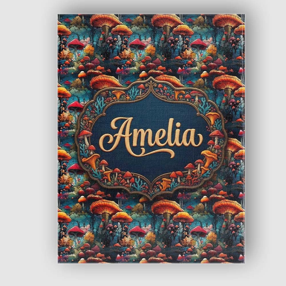 Personalised Name Vibrant Fantasy Mushroom Custom Unique Gift Idea Elegant Feature Canvas Wall Art Print Decor Picture Ready to Hang