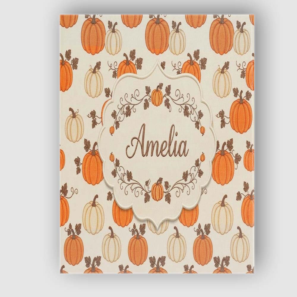 Personalised Name Orange and White Pumpkins Custom Bespoke Interior Contemporary Canvas Wall Art Print Decor Picture Ready to Hang