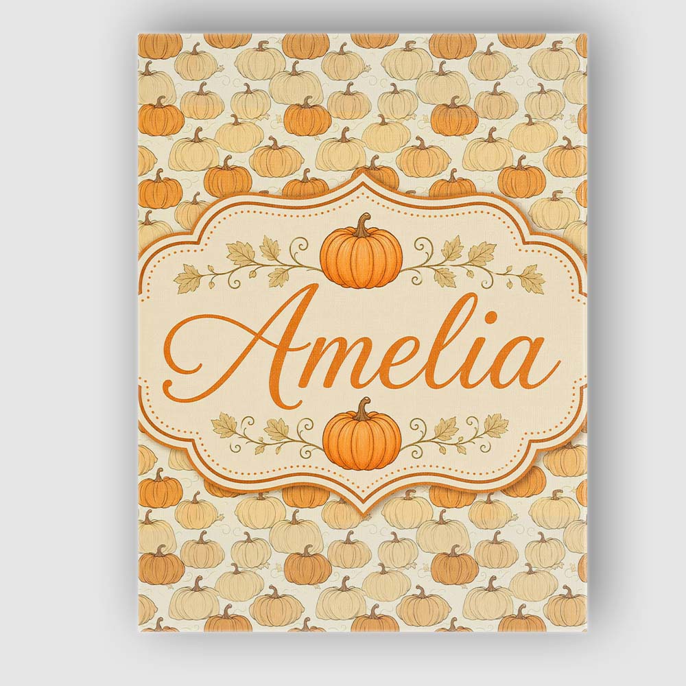 Personalised Name Neutral Tone Pumpkins Mix Custom Bespoke Interior Contemporary Canvas Wall Art Print Decor Picture Ready to Hang