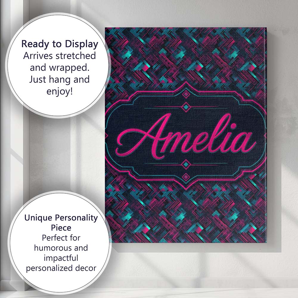 Personalised Name Cyberpunk Circuit Style Custom Unique Gift Idea Elegant Feature Canvas Wall Art Print Decor Picture Ready to Hang