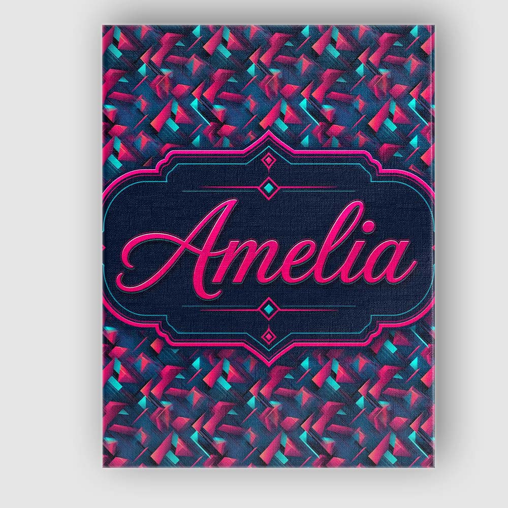 Personalised Name Abstract Neon Polygon Custom Modern Room Accent Elegant Feature Canvas Wall Art Print Decor Picture Ready to Hang