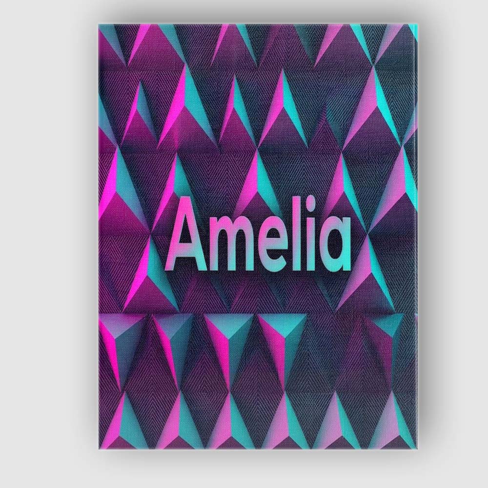 Personalised Name Vibrant Neon Triangular Custom Unique Gift Idea Elegant Feature Canvas Wall Art Print Decor Picture Ready to Hang