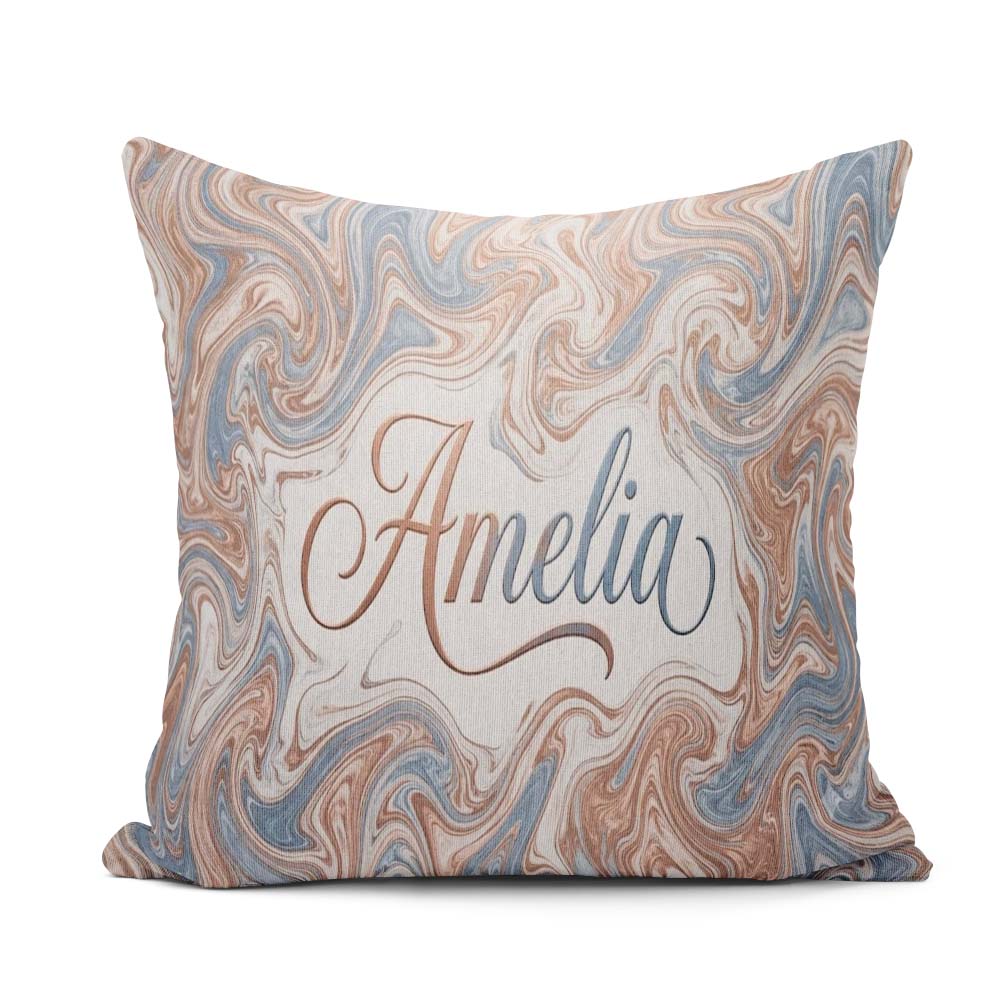 Custom Name Soft Pastel Marble Abstract Seamless Pattern Elegant Square Filled Cushion Throw Pillow Sofa Bed Home Decor Zip Washable UK Made