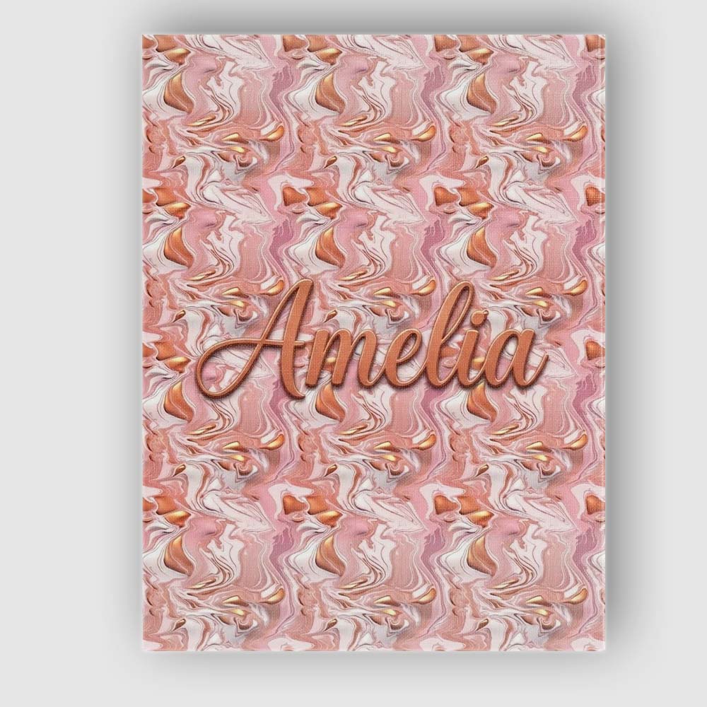 Personalised Name Glossy Peach Marble Flow Custom Unique Gift Idea Elegant Feature Canvas Wall Art Print Decor Picture Ready to Hang