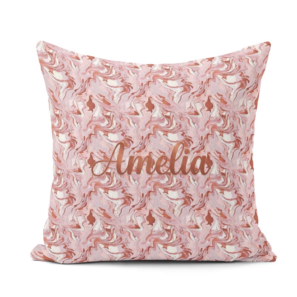 Custom Name Muted Pink Flow Abstract Seamless Pattern Soft Fluid Square Filled Cushion Throw Pillow Sofa Bed Home Decor Zip Washable UK Made