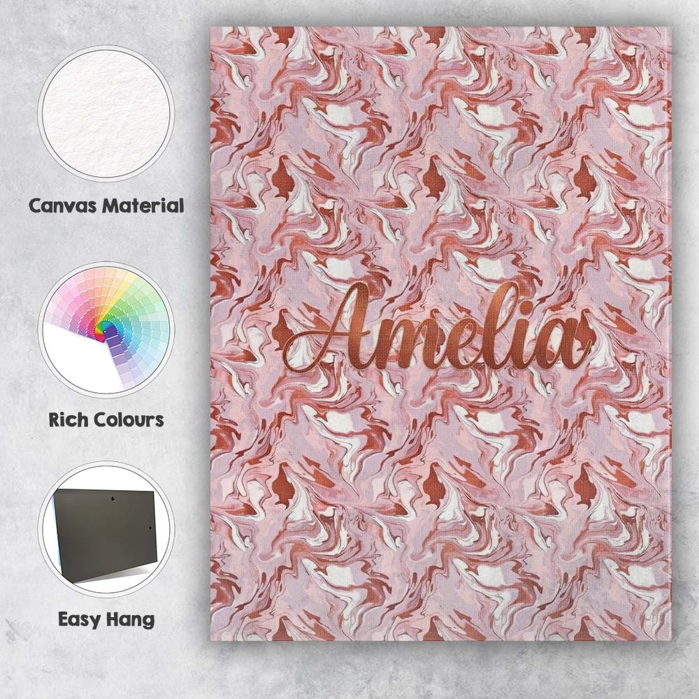 Personalised Name Muted Pink Marble Flow Custom Unique Gift Idea Elegant Feature Canvas Wall Art Print Decor Picture Ready to Hang