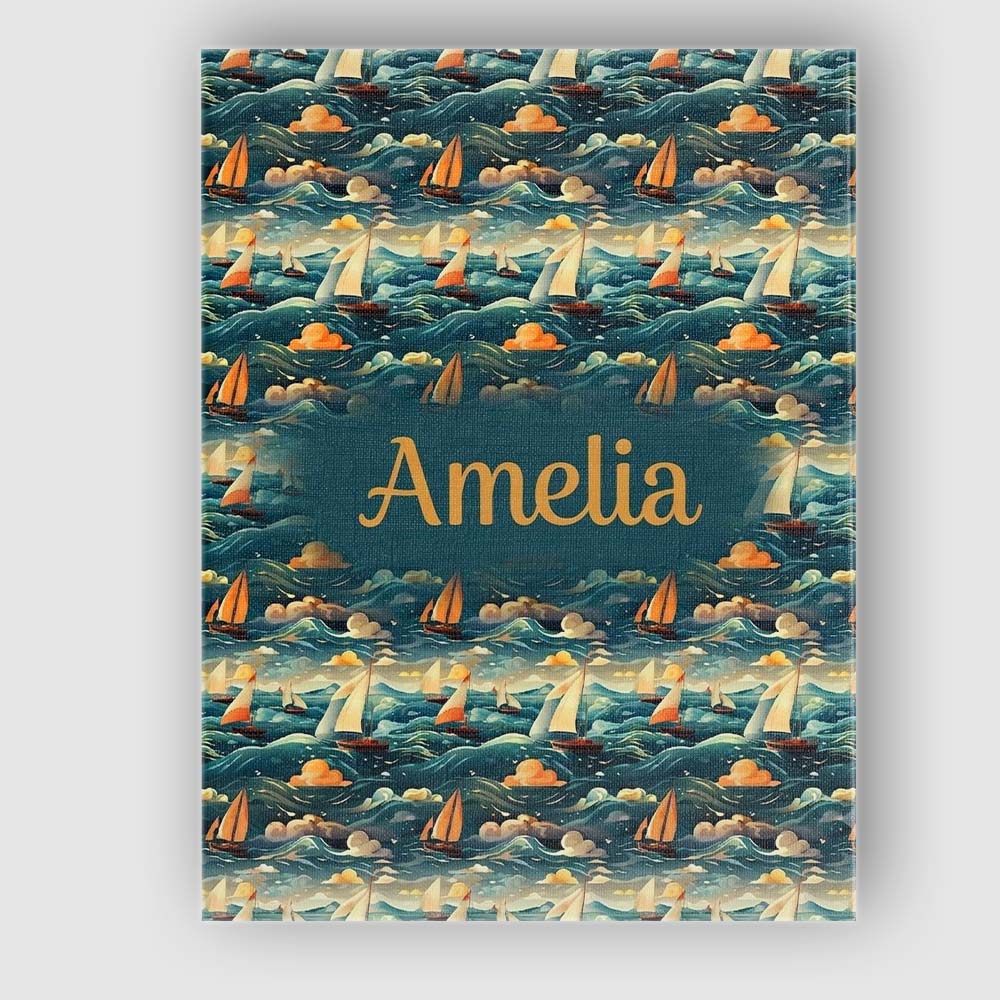 Personalised Name Colorful Ocean Waves Custom Modern Room Accent Elegant Feature Canvas Wall Art Print Decor Picture Ready to Hang