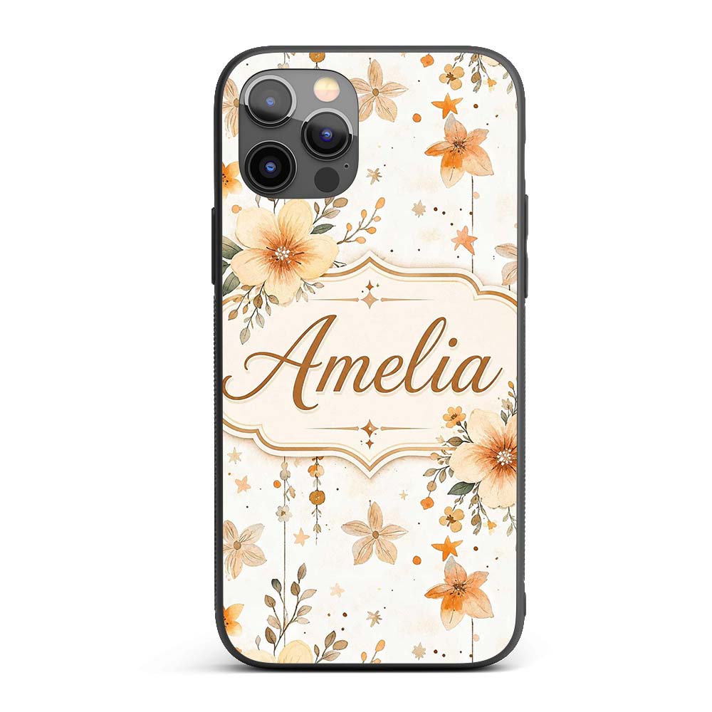 Watercolor Floral Stars Hanging Blooms Seamless Custom Name Protective Phone Case Mobile Cover Durable Everyday Smartphone Shock Resistant