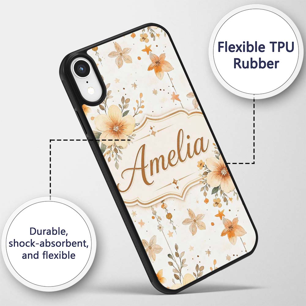 Watercolor Floral Stars Hanging Blooms Seamless Custom Name Protective Phone Case Mobile Cover Durable Everyday Smartphone Shock Resistant