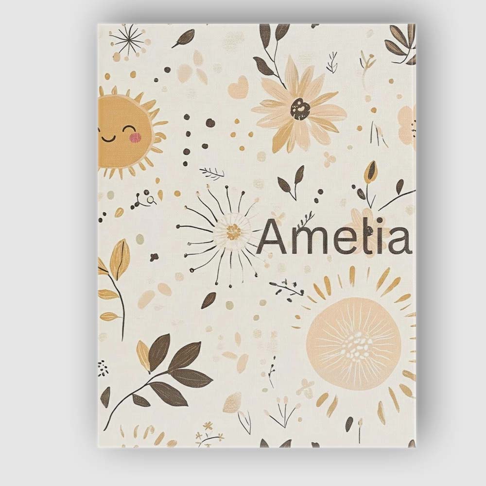 Personalised Name Boho Sun Flowers Abstract Custom Bespoke Interior Contemporary Canvas Wall Art Print Decor Picture Ready to Hang