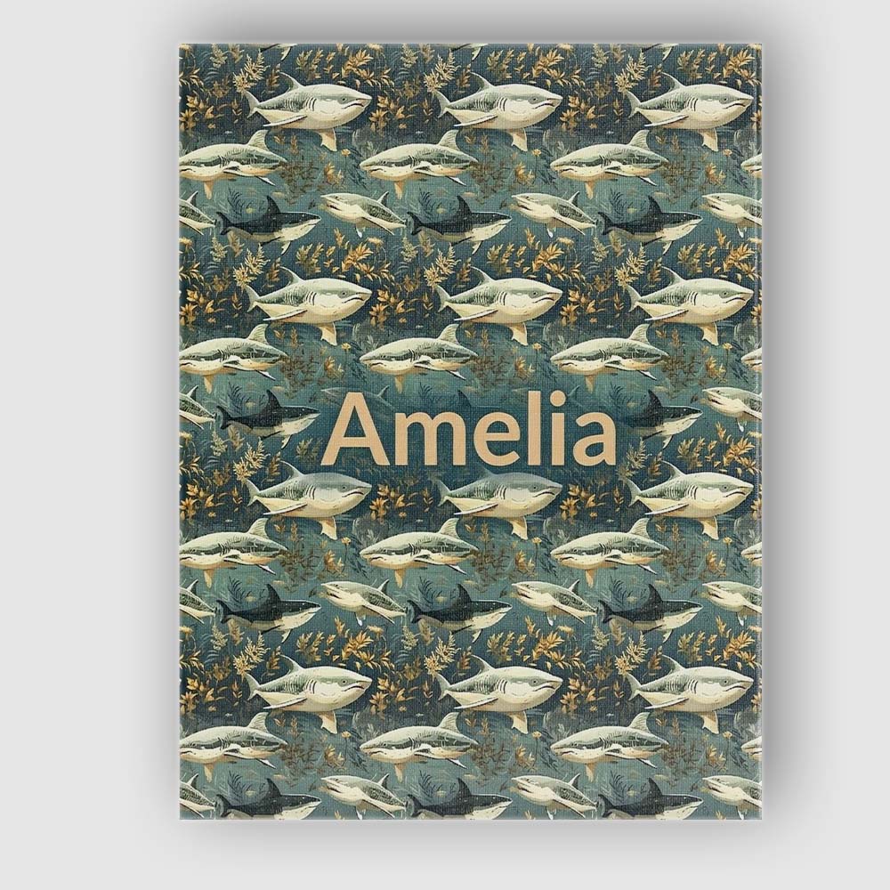 Personalised Name Classic Shark Seaweed Custom Modern Room Accent Elegant Feature Canvas Wall Art Print Decor Picture Ready to Hang