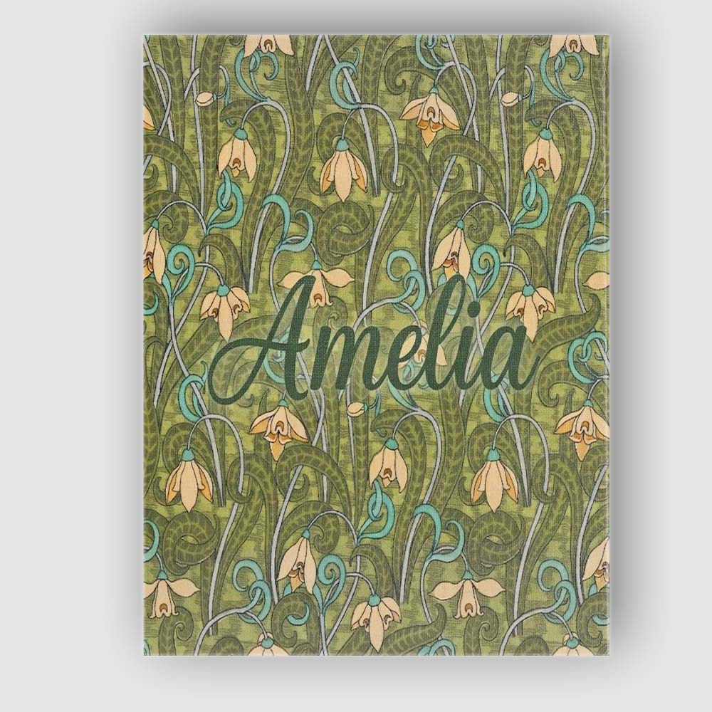 Personalised Name Nouveau Green Botanical Custom Modern Room Accent Contemporary Display Canvas Wall Art Print Decor Picture Ready to Hang