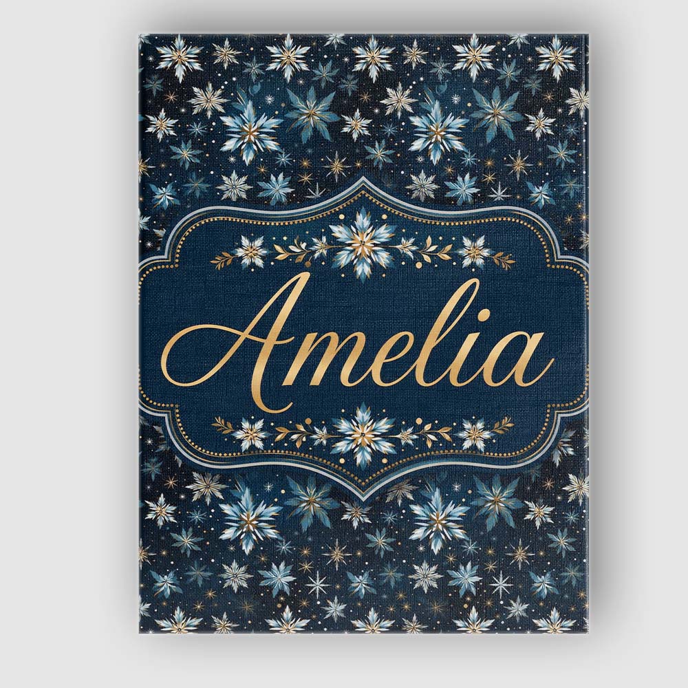 Personalised Name Dark Blue Floral Starburst Custom Bespoke Contemporary Display Canvas Wall Art Print Decor Picture Ready to Hang