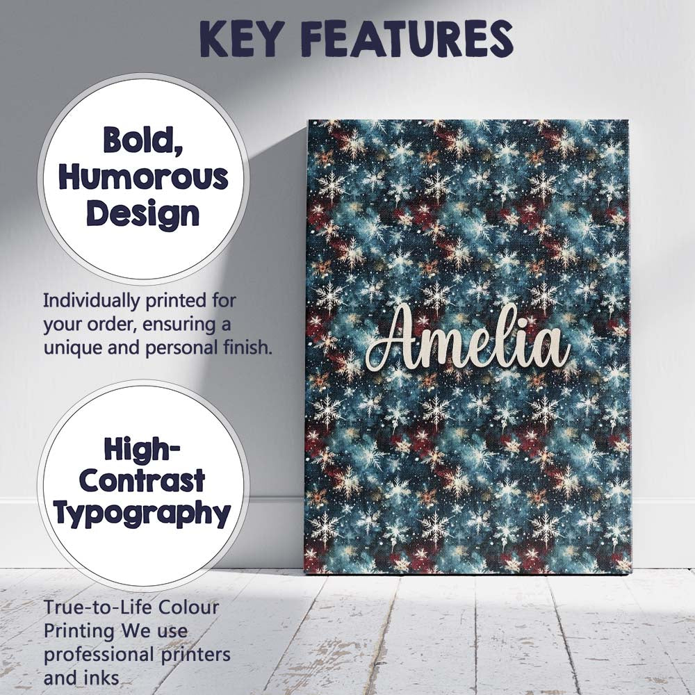 Personalised Name Galaxy Snowflake Star Custom Modern Room Accent Elegant Feature Canvas Wall Art Print Decor Picture Ready to Hang
