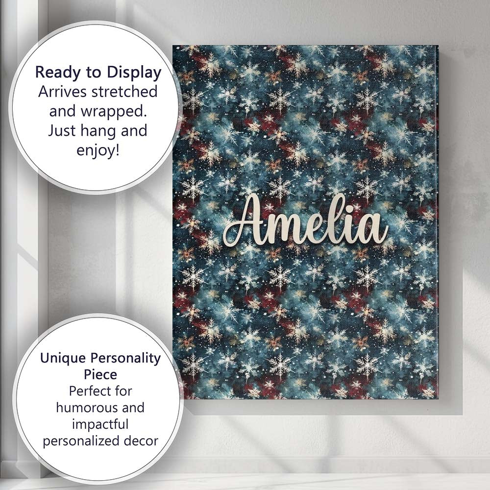 Personalised Name Galaxy Snowflake Star Custom Modern Room Accent Elegant Feature Canvas Wall Art Print Decor Picture Ready to Hang