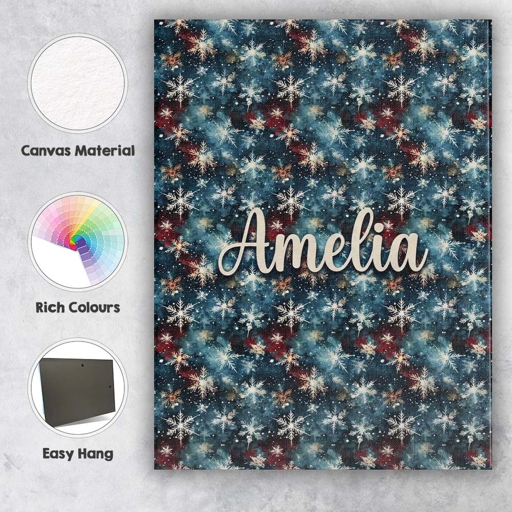 Personalised Name Galaxy Snowflake Star Custom Modern Room Accent Elegant Feature Canvas Wall Art Print Decor Picture Ready to Hang