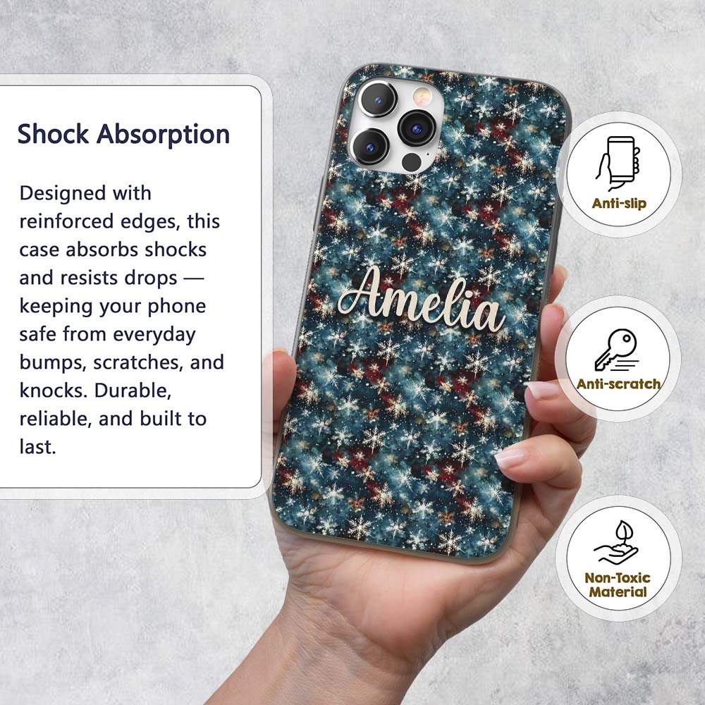 Galaxy Snowflake Star Seamless Printed Design Custom Name Protective Phone Case Mobile Cover Durable Everyday Smartphone Shock Resistant