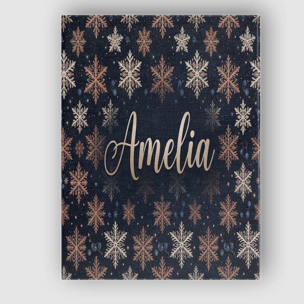 Personalised Name Elegant Gold Snowflake Custom Interior Decorative Contemporary Canvas Wall Art Print Decor Picture Ready to Hang