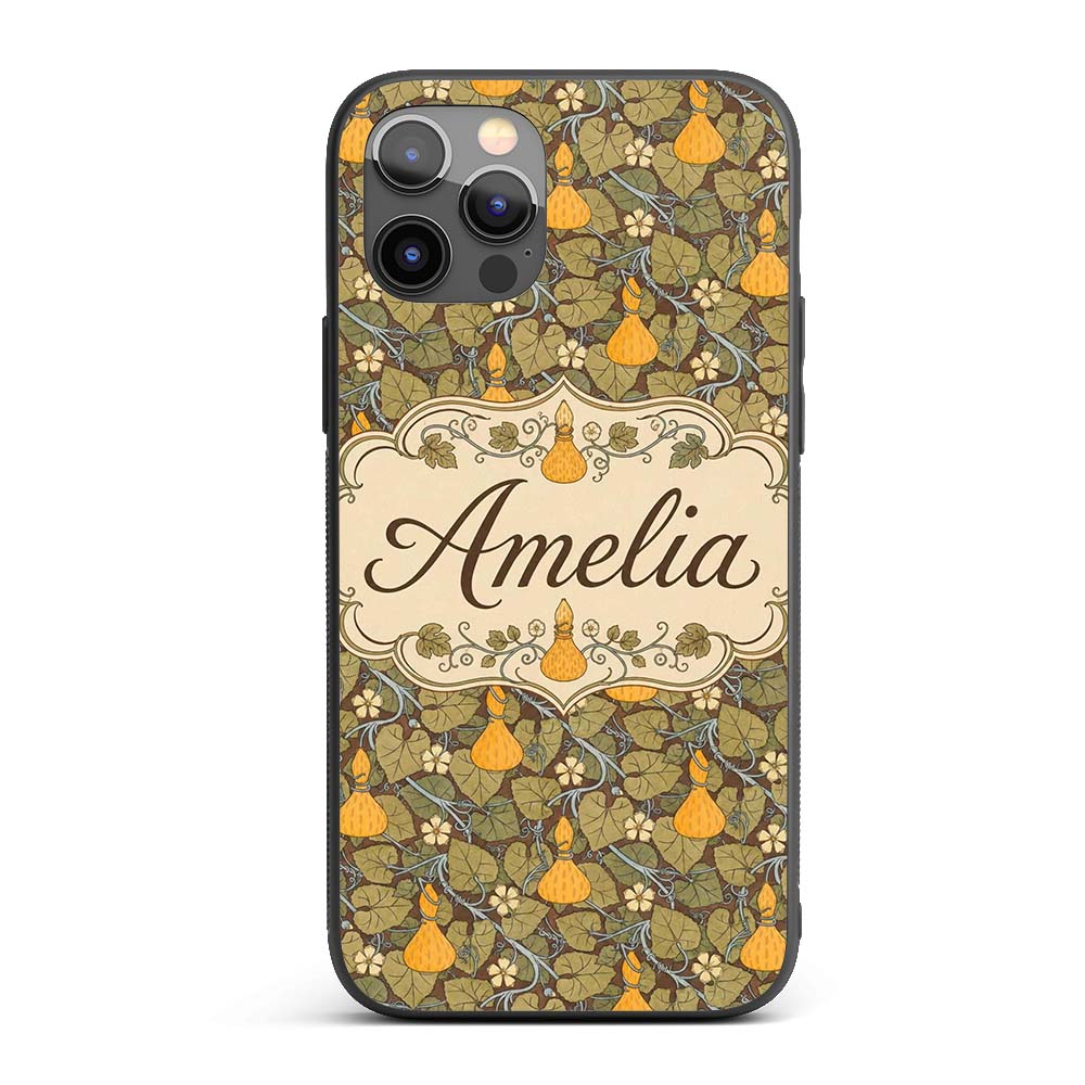 Autumn Gourd Vine Floral Seamless Pattern Rustic Custom Name Protective Phone Case Mobile Cover Durable Everyday Smartphone Shock Resistant