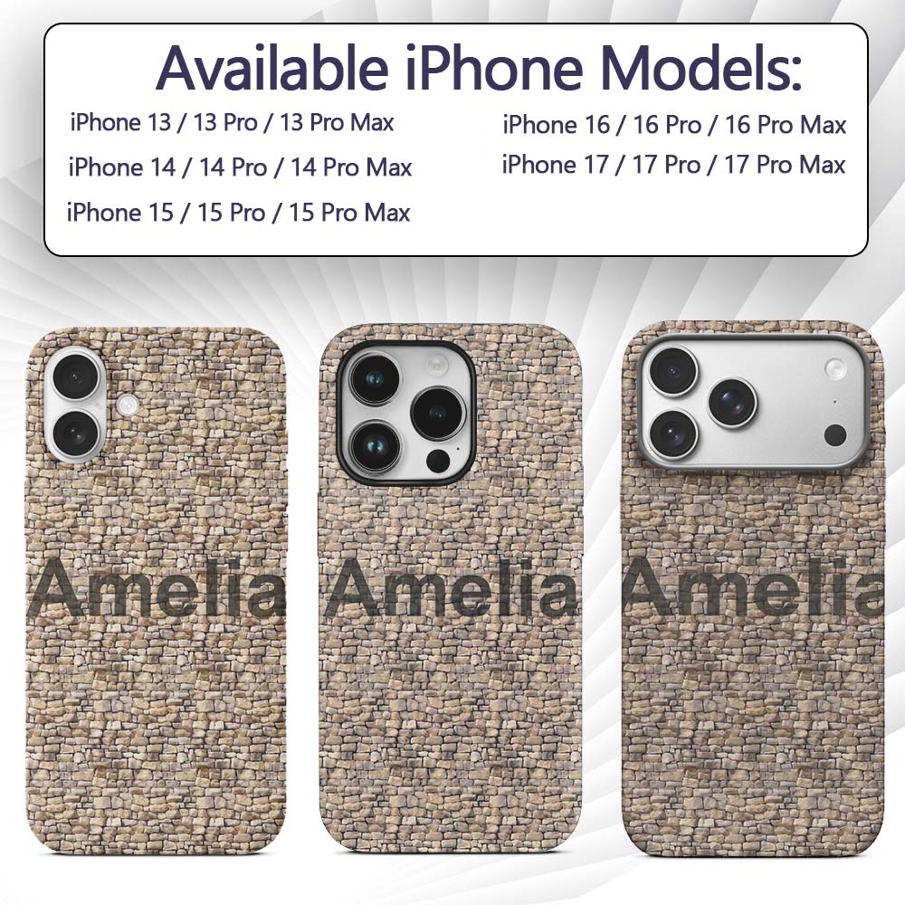 Natural Stone Wall Texture Decorative Design Custom Name Protective Phone Case Mobile Cover Durable Everyday Smartphone Shock Resistant