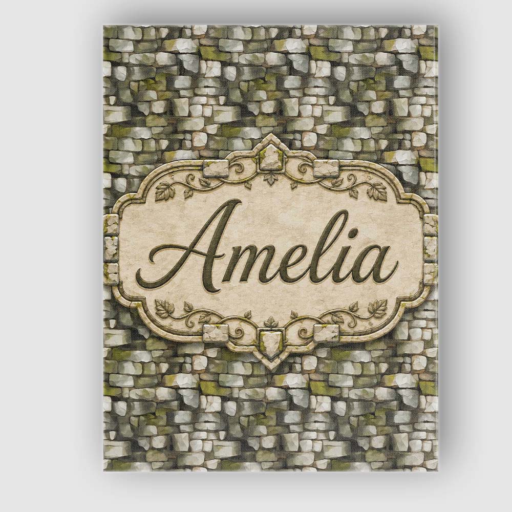 Personalised Name Mossy Stone Seamless Custom Modern Room Accent Elegant Feature Canvas Wall Art Print Decor Picture Ready to Hang