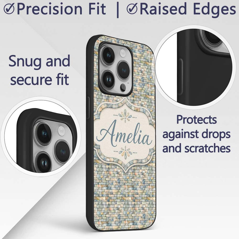 Mixed Colour Pebble Stone Seamless Printed Design Custom Name Protective Phone Case Mobile Cover Durable Everyday Smartphone Shock Resistant