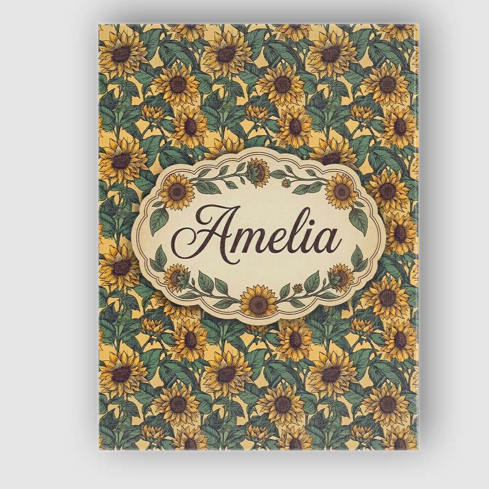 Personalised Name Yellow Sunflower Floral Custom Unique Gift Idea Elegant Feature Canvas Wall Art Print Decor Picture Ready to Hang