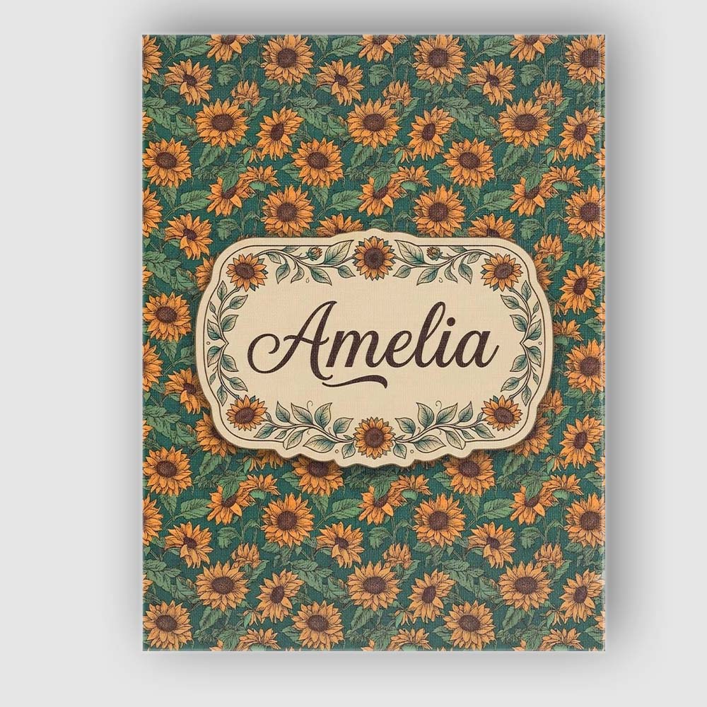 Personalised Name Dark Green Sunflower Custom Modern Room Accent Elegant Feature Canvas Wall Art Print Decor Picture Ready to Hang